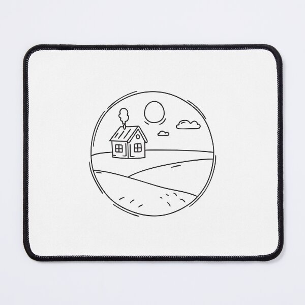 Item preview, Doodle illustration of a snow covered land with a small cabin designed and sold by rasagamastore.