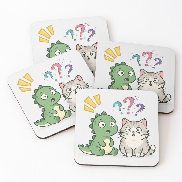 Item preview, Cute Baby Dinosaur and Curious Cat Funny designed and sold by naragon4289.