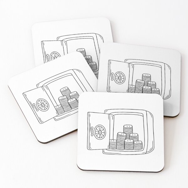 Item preview, Doodle illustration of a vault filled with stacks of cash designed and sold by rasagamastore.