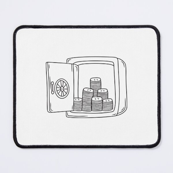 Item preview, Doodle illustration of a vault filled with stacks of cash designed and sold by rasagamastore.