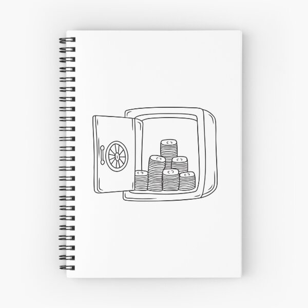 Item preview, Doodle illustration of a vault filled with stacks of cash designed and sold by rasagamastore.