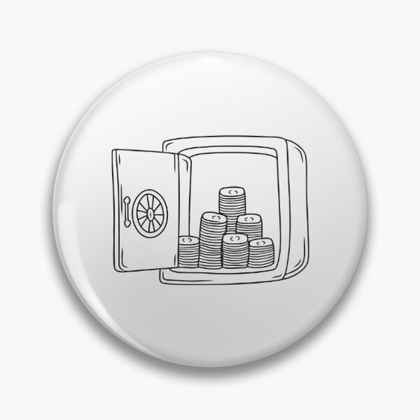 Item preview, Doodle illustration of a vault filled with stacks of cash designed and sold by rasagamastore.