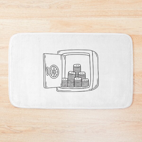 Item preview, Doodle illustration of a vault filled with stacks of cash designed and sold by rasagamastore.
