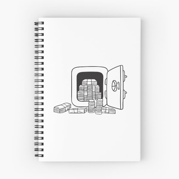 Item preview, Doodle illustration of a secure vault packed with stacks of cash designed and sold by rasagamastore.