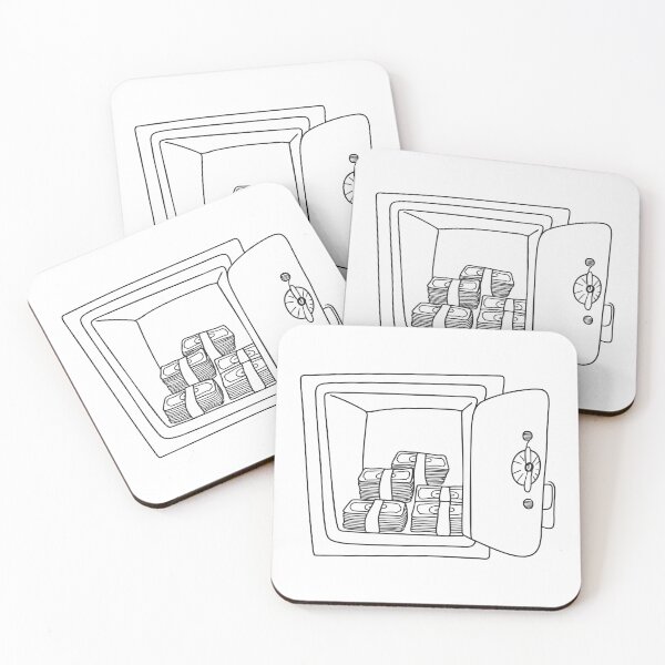 Item preview, Doodle illustration of a vault packed with paper currency bundles designed and sold by rasagamastore.