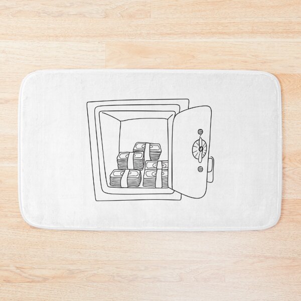 Item preview, Doodle illustration of a vault packed with paper currency bundles designed and sold by rasagamastore.