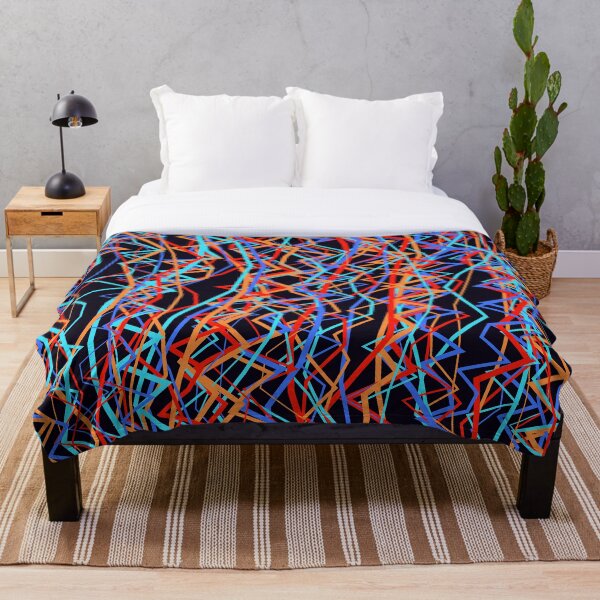 Aperçu de l'œuvre Motif abstrait de lignes en zigzag orange et bleues créée et vendue par GraphyLab.