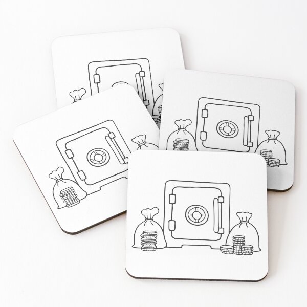 Item preview, Doodle illustration of a vault with bags of coins designed and sold by rasagamastore.