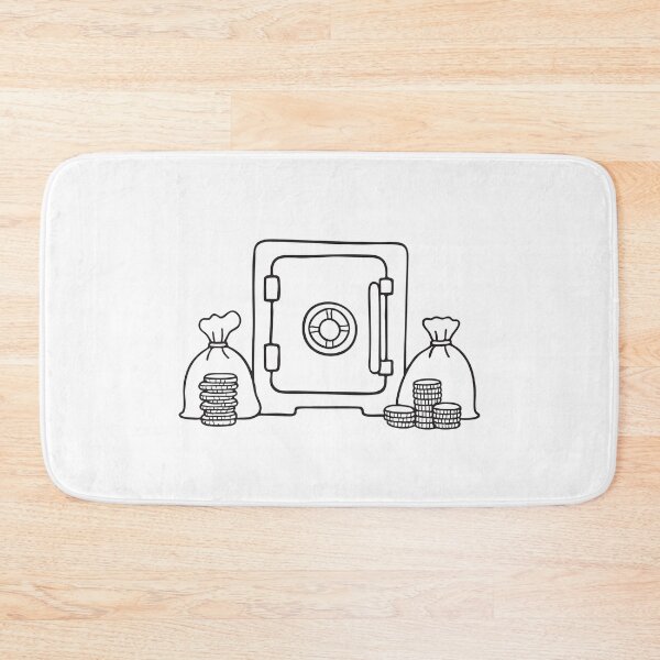 Item preview, Doodle illustration of a vault with bags of coins designed and sold by rasagamastore.