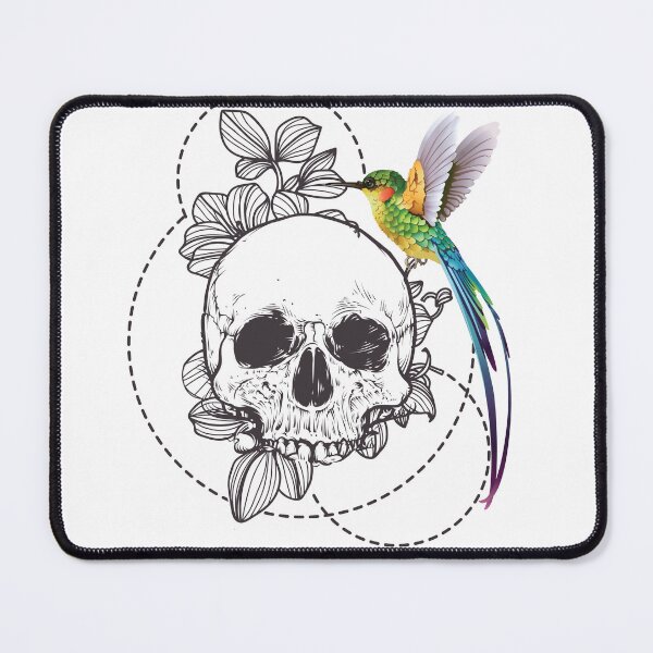 Item preview, Skull and Hummingbird – Floral Tattoo Art designed and sold by ShirtsUp-Lane.