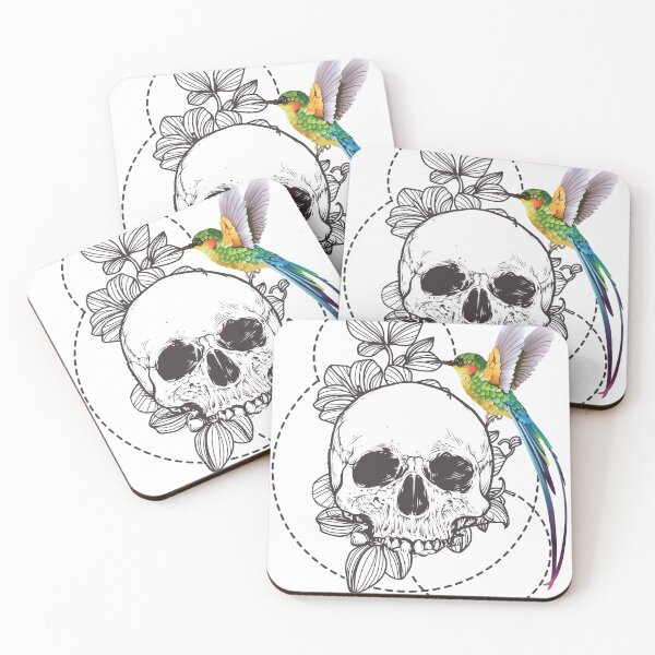 Item preview, Skull and Hummingbird – Floral Tattoo Art designed and sold by ShirtsUp-Lane.