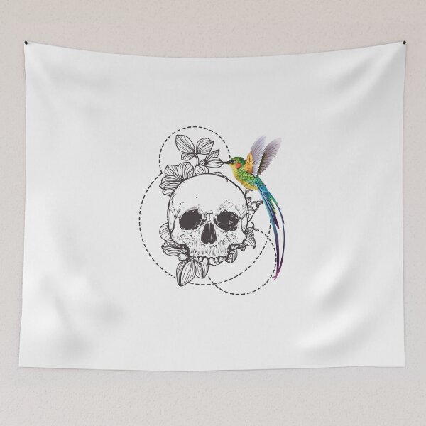 Item preview, Skull and Hummingbird – Floral Tattoo Art designed and sold by ShirtsUp-Lane.