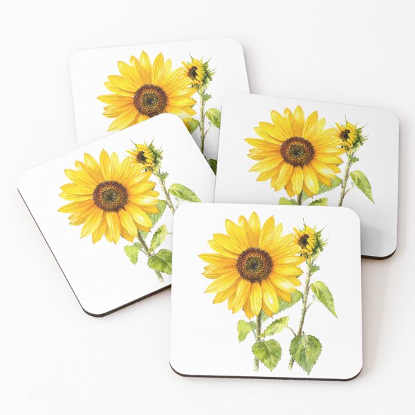 Item preview, Bright Yellow Sunflowers Watercolor Botanical Art designed and sold by Shew Gallery.