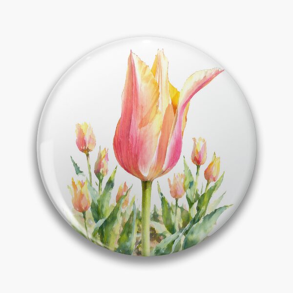 Artikelvorschau, Rosa und gelbe Tulpen, Aquarell-Botanische Kunst entworfen und verkauft von Shew Gallery.