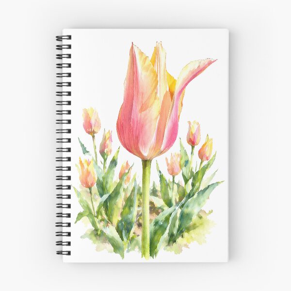 Item preview, Pink and Yellow Tulips Watercolor Botanical Art designed and sold by Shew Gallery.