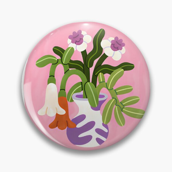 Item preview, Minimalist Folk Floral Bouquet in Purple Patterned Vase Art designed and sold by LuxocaDesigns24.