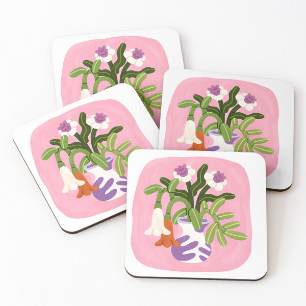 Item preview, Minimalist Folk Floral Bouquet in Purple Patterned Vase Art designed and sold by LuxocaDesigns24.