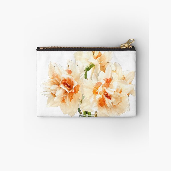 Item preview, Cream and Orange Daffodils in Glass Vase Watercolor Botanical Art designed and sold by Shew Gallery.