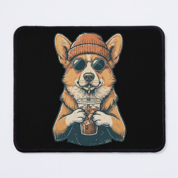 Item preview, Corgi Hipster Dog Drinking Iced Coffee designed and sold by dudelinart.