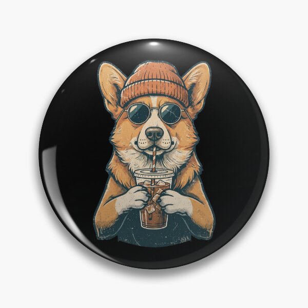 Item preview, Corgi Hipster Dog Drinking Iced Coffee designed and sold by dudelinart.