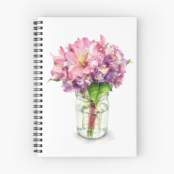 Item preview, Pink Alstroemeria and Purple Hydrangea Watercolor Floral Bouquet designed and sold by Shew Gallery.