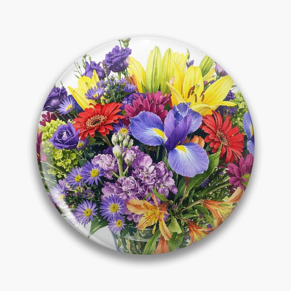 Item preview, Colorful Mixed Flower Bouquet Watercolor Botanical Art designed and sold by Shew Gallery.