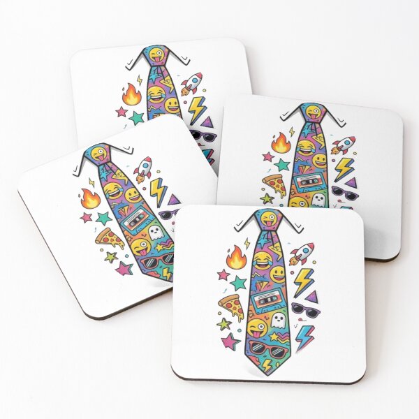 Item preview, Funny Colorful Emoji Necktie – Retro Pop Art Party Tie designed and sold by Clintora.