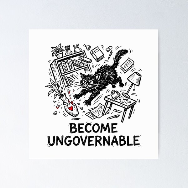 Item preview, Become Ungovernable Funny Rebel Cat Meme Sarcastic Cute T-Shirt designed and sold by HappyHarmony40.