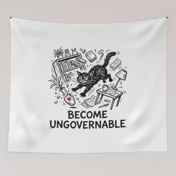 Item preview, Become Ungovernable Funny Rebel Cat Meme Sarcastic Cute T-Shirt designed and sold by HappyHarmony40.