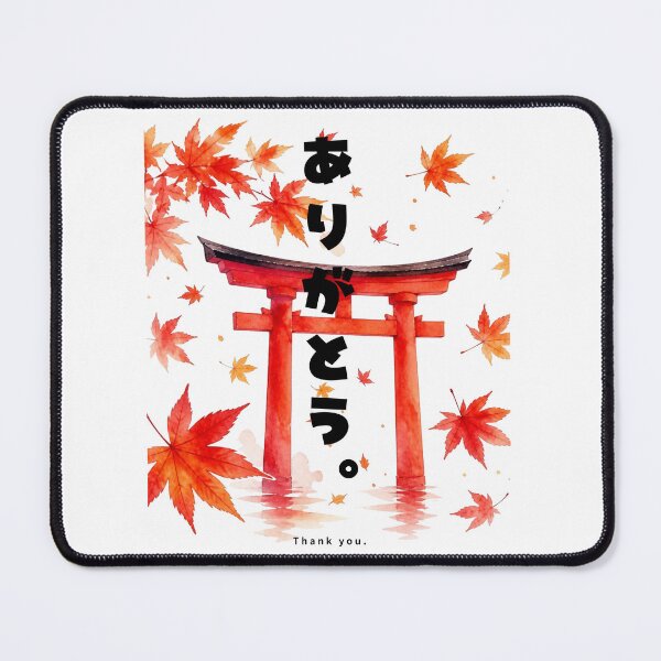 Item preview, Arigatou - Thank You | Torii Gate & Autumn Leaves | Japanese Design designed and sold by JapanMemoir.