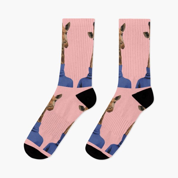 Artikelvorschau, Lustige Giraffe mit blauem Rollkragenpullover entworfen und verkauft von Sock Garden.