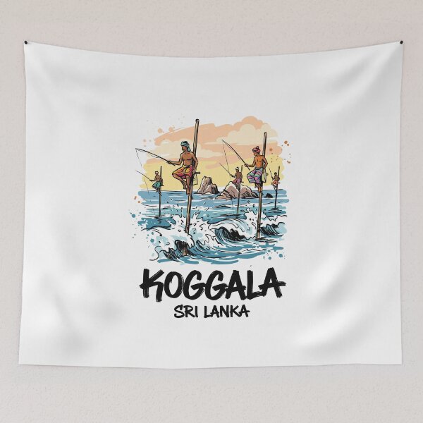 Item preview, Koggala Stilt Fishermen Sri Lanka Ocean Art designed and sold by Merch by Das Design Studio.