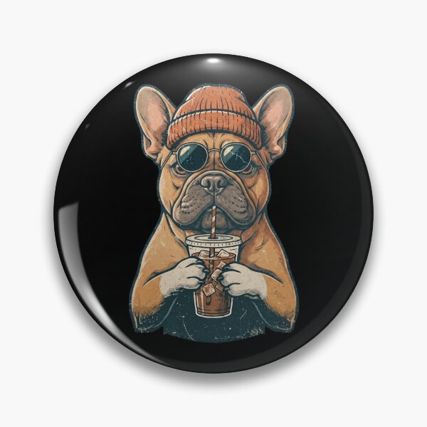 Item preview, Funny French Bulldog Hipster Dog Drinking Iced Coffee designed and sold by dudelinart.