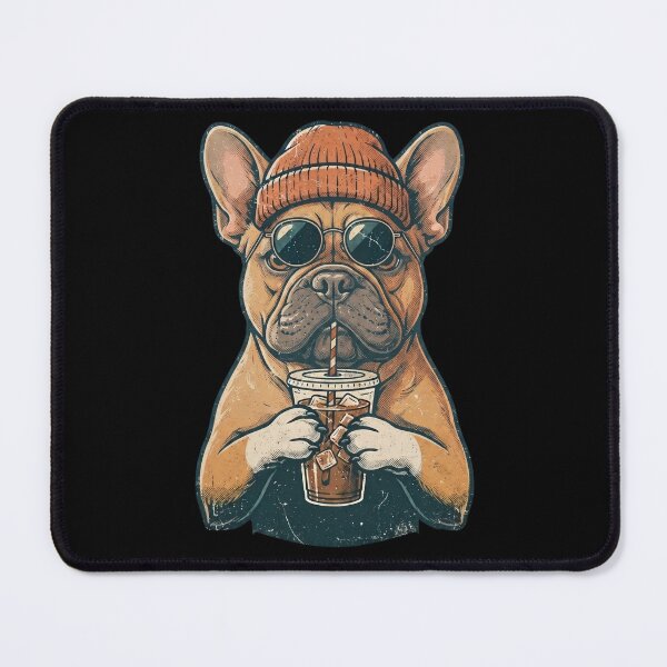 Item preview, Funny French Bulldog Hipster Dog Drinking Iced Coffee designed and sold by dudelinart.