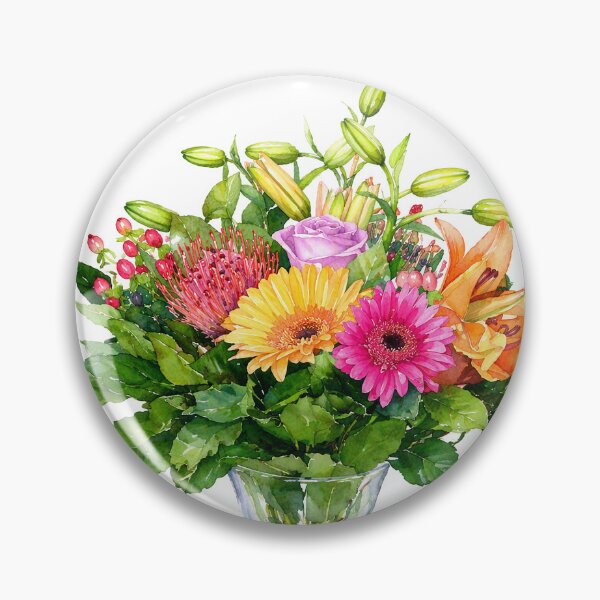 Item preview, Colorful Lily and Gerbera Daisy Watercolor Floral Bouquet designed and sold by Shew Gallery.