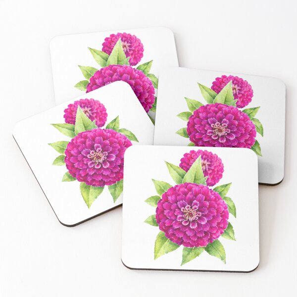 Item preview, Vibrant Pink Zinnia Watercolor Botanical Art designed and sold by Shew Gallery.