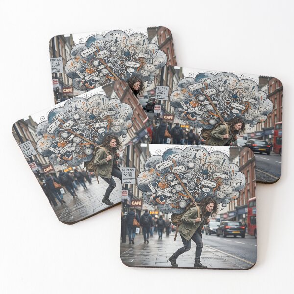 Item preview, Woman Carrying Heavy Anxiety Cloud Street Art designed and sold by Michaelragheb.