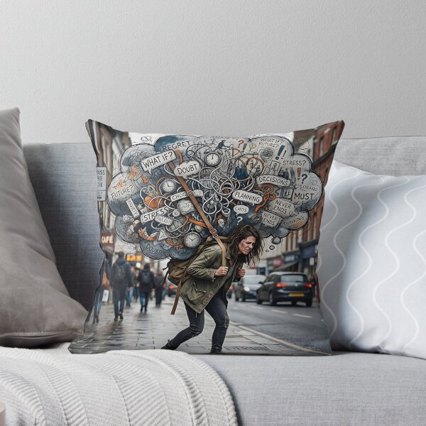 Item preview, Woman Carrying Heavy Anxiety Cloud Street Art designed and sold by Michaelragheb.