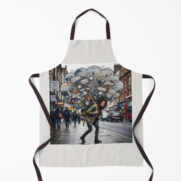 Item preview, Woman Carrying Heavy Anxiety Cloud Street Art designed and sold by Michaelragheb.