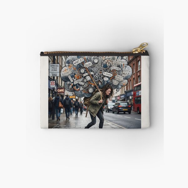 Item preview, Woman Carrying Heavy Anxiety Cloud Street Art designed and sold by Michaelragheb.