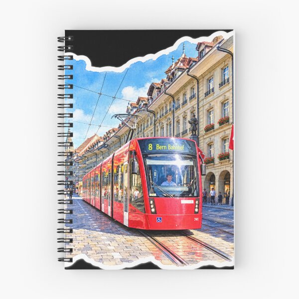 Item preview, Bern Switzerland Red Tram Digital Watercolor designed and sold by SlavaArt.