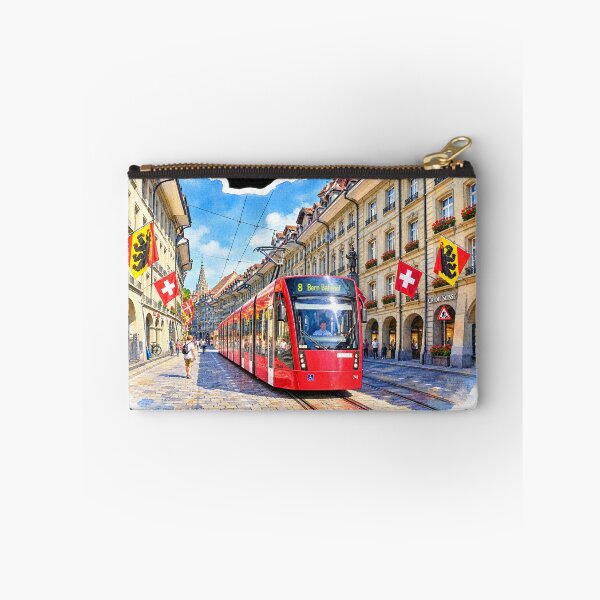 Item preview, Bern Switzerland Red Tram Digital Watercolor designed and sold by SlavaArt.