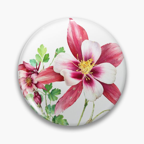 Item preview, Red and White Columbine Watercolor Botanical Art designed and sold by Shew Gallery.