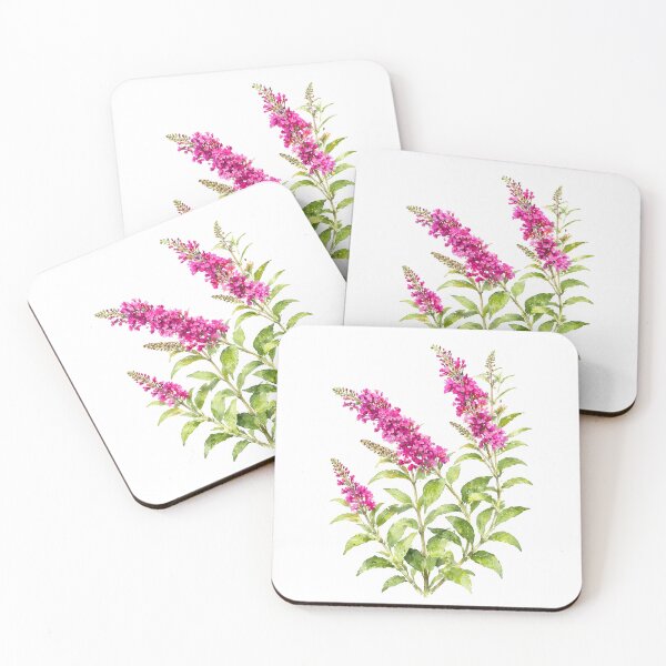 Item preview, Vibrant Pink Butterfly Bush Watercolor Botanical Art designed and sold by Shew Gallery.