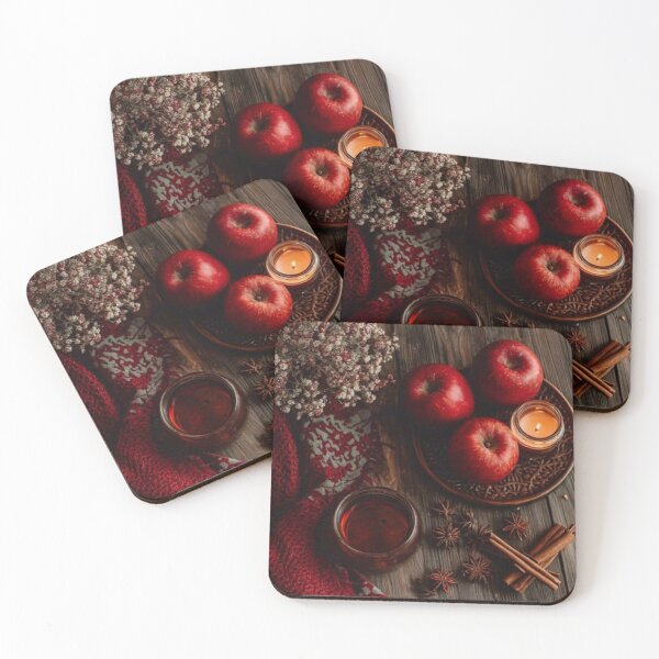 Item preview, Cozy Autumn Flatlay — Red Apples, Cinnamon, Star Anise & Candle Still Life designed and sold by LYAN-STORE.
