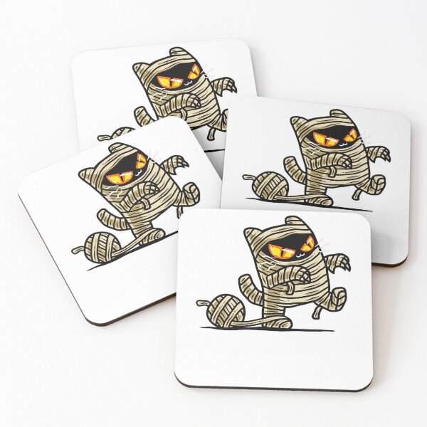 Item preview, Cute Halloween Mummy Cat Playing With Yarn Spooky Kitten Cartoon designed and sold by JapanAnimeSH2.