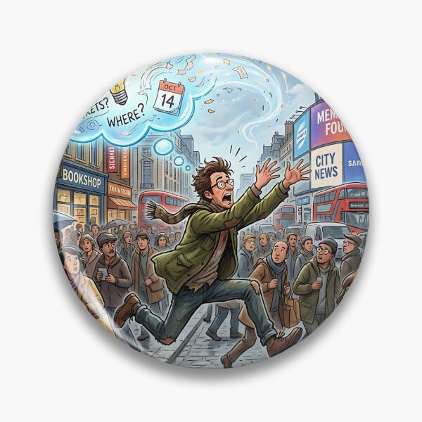Item preview, Man Chasing Escaping Idea Street Thought Bubble designed and sold by Michaelragheb.