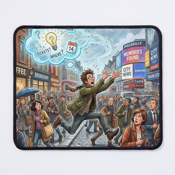 Item preview, Man Chasing Escaping Idea Street Thought Bubble designed and sold by Michaelragheb.