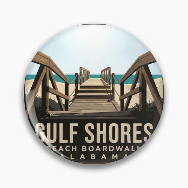 Item preview, Gulf Shores Beach Boardwalk Alabama Rounded Badge Sticker designed and sold by DetourDgn.