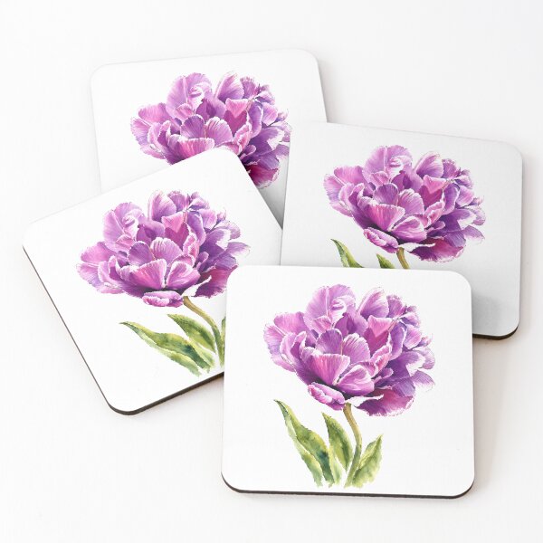 Item preview, Purple Double Tulip Watercolor Botanical Art designed and sold by Shew Gallery.
